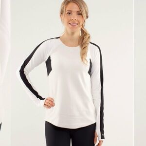 LULULEMON Run: Bold In The Cold Long Sleeve Polar Cream / Black Sz 6